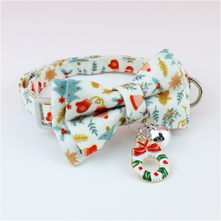 Polyester Christmas Series Pet Bow Collar