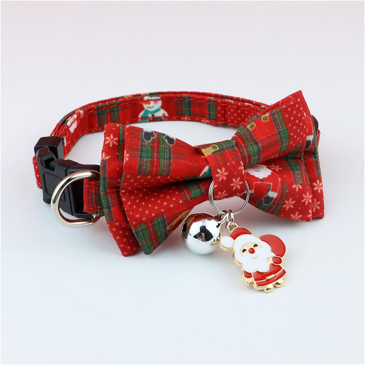 Polyester Christmas Series Pet Bow Collar