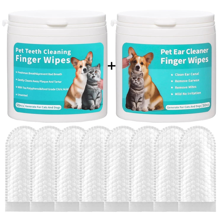 PawCare™ 2-in-1 Pet Dental & Ear Cleaning Wipes